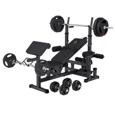 Universele halterbank zwart + 100 kg halterset - gripper kunststof