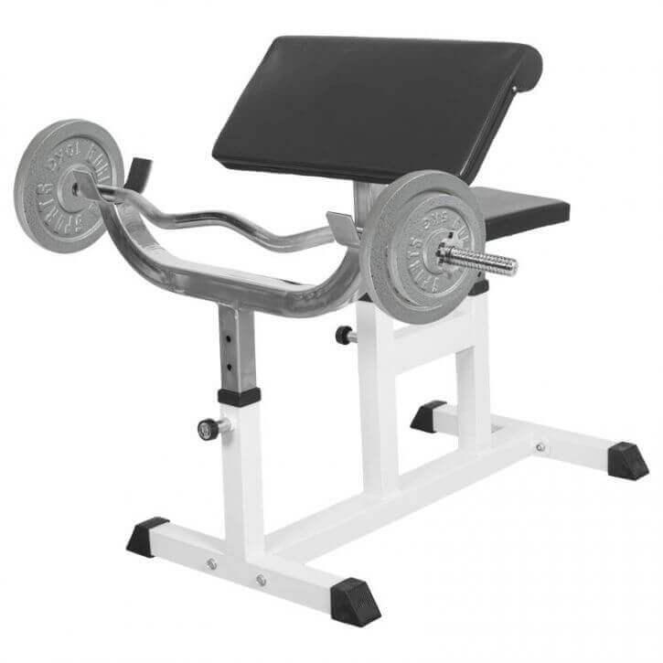 Gorilla Sports - Banc À Curls Avec Barre De 120 Cm - Banc Abdominaux - Blanc - Taille Unique - Decathlon