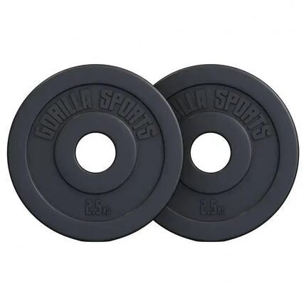 Disques Olympiques Gorilla Sports 30 kg noir plastique/ciment 51 mm