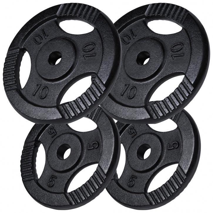 Lot de poids en fonte de 30 KG (2 x 5 KG et 2 x 10 KG) - Avec poignées | Ø 31mm 2/7