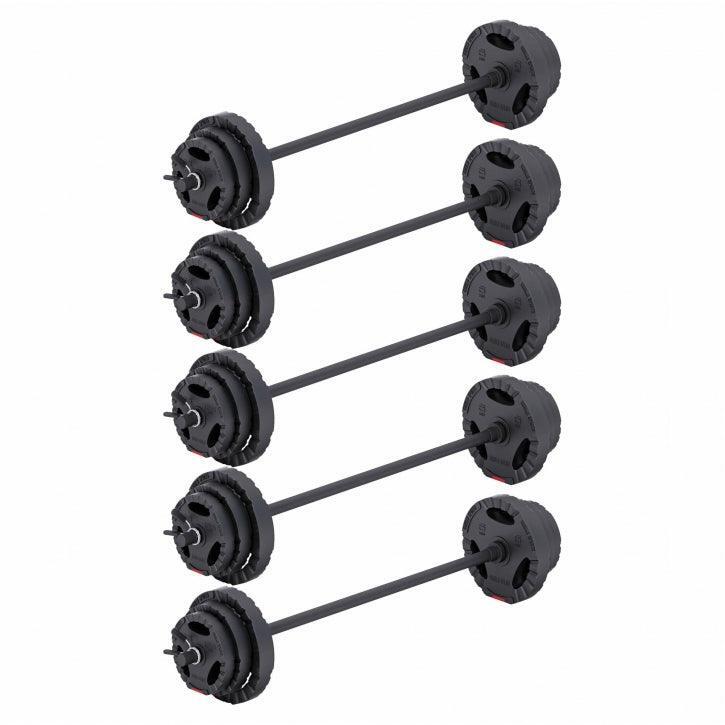 Gorilla Sports - 5 Kit Haltères Aérobic De 20kg Disques Et Barres | Diam 30mm | Musculation - Kit Haltères - Noir - >80 Kg - Decathlon