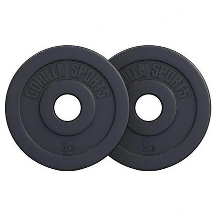 Disques Olympiques Gorilla Sports 30 kg noir plastique/ciment 51 mm
