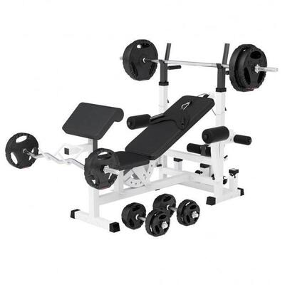 Universele halterbank zwart + 100 kg halterset - gripper kunststof