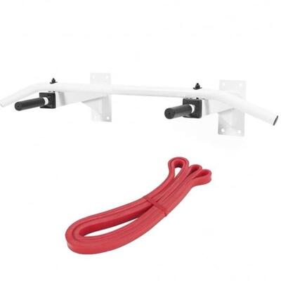 Optrekstang met resistance band - pull up bar met weerstandsband - wit - rood
