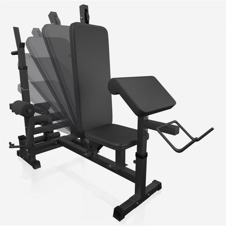 BANC UNIVERSEL AVEC SUPPORTS D'HALTÈRES | MUSCULATION | COLORIS NOIR OU BLANC
