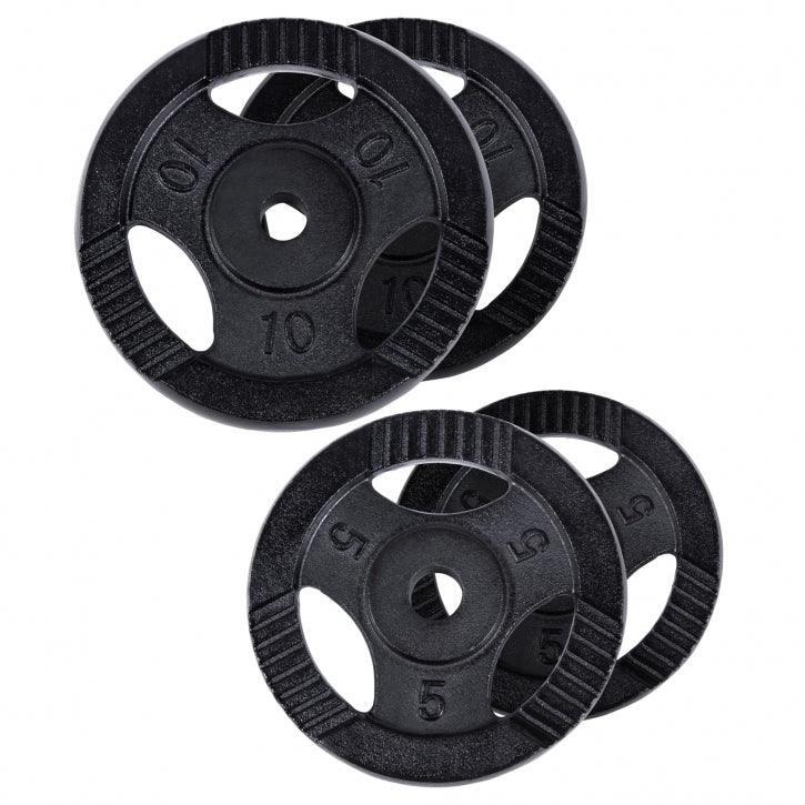 Lot de poids en fonte de 30 KG (2 x 5 KG et 2 x 10 KG) - Avec poignées | Ø 31mm 3/7