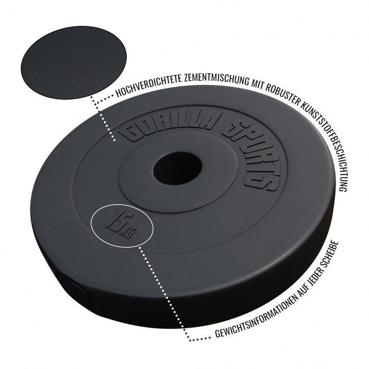 Disco Pesas Musculación Gorilla Sports Negro Plástico Diámetro50/51mm 3/5