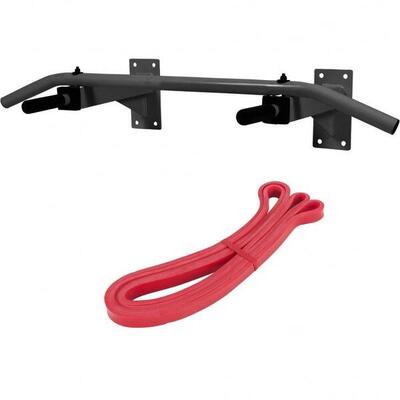 Optrekstang met resistance band - pull up bar met weerstandsband - zwart - rood