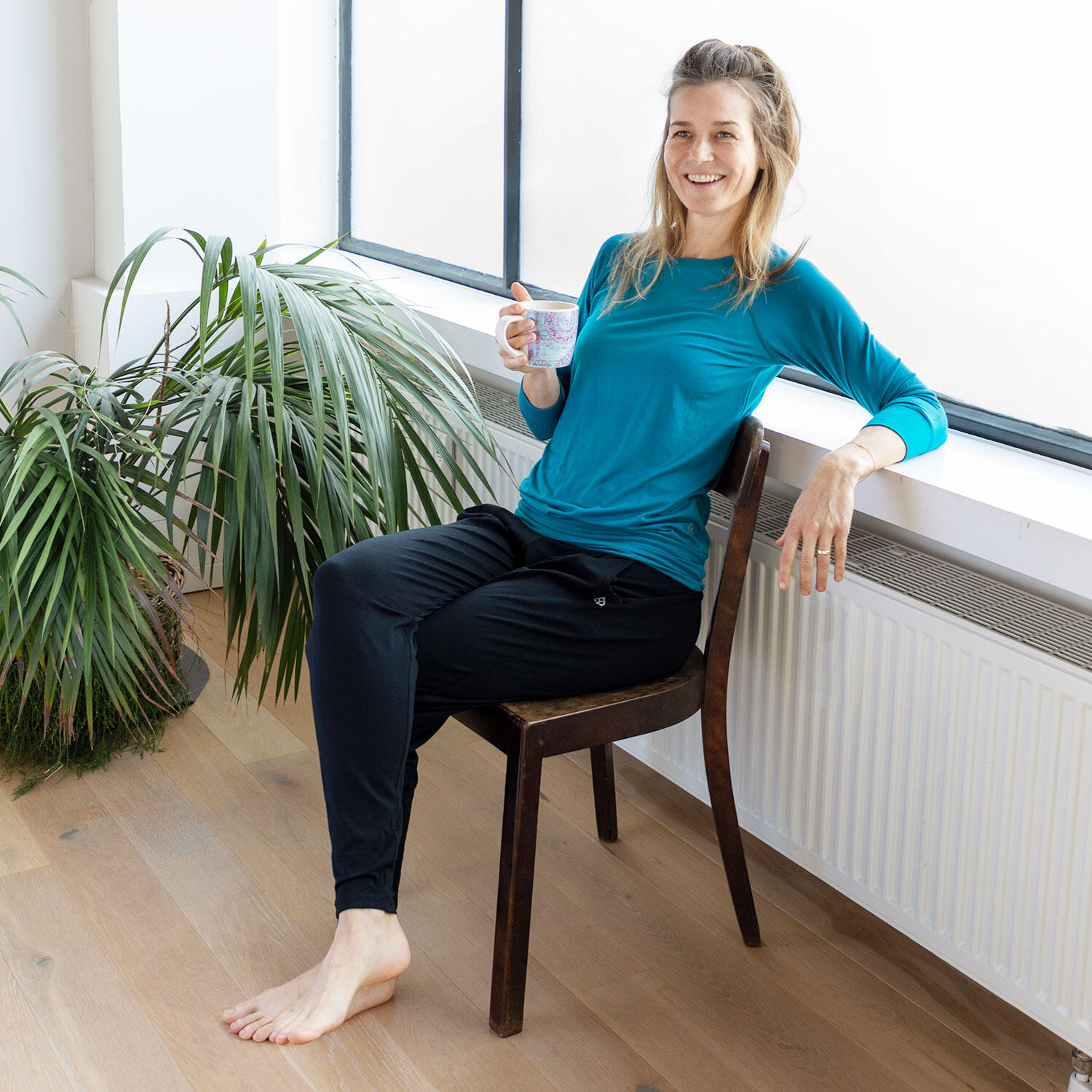 Casual ¾ Yoga Longsleeve, Modal, Petrol-blau (Lyons Blue) 4/6