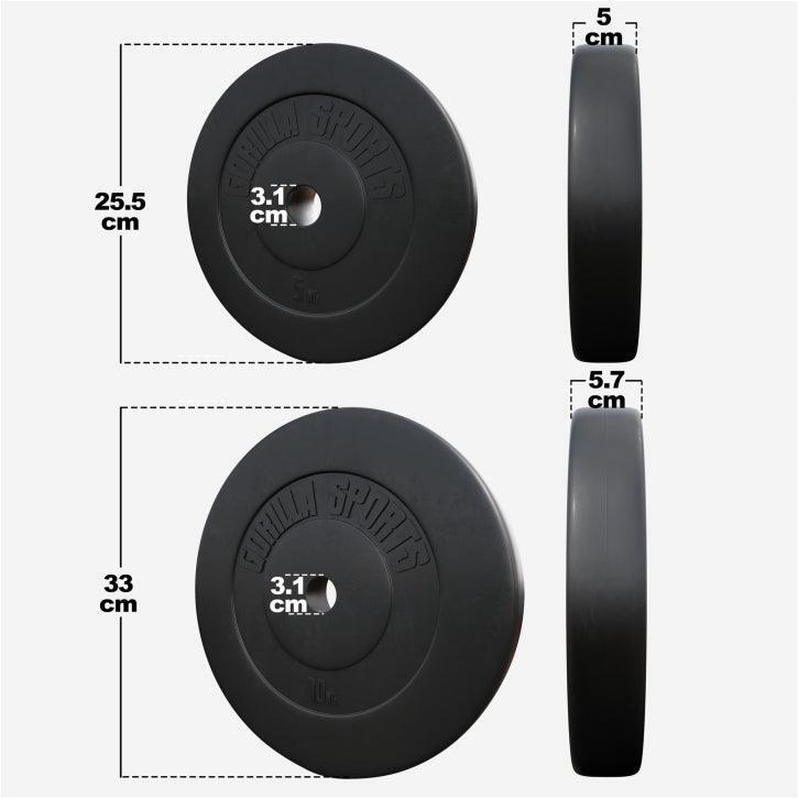 4 POIDS EN PLASTIQUE | DIAMETRE 31 MM | MUSCULATION | 2x5 KG ET 2x10 KG 3/7