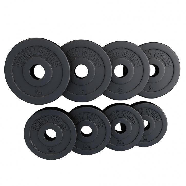 Gorilla Sports - Disque En Plastique De 1,25kg À 15 Kg - 50/51mm - Poids De Musculation - Noir - 20 Kg - Decathlon