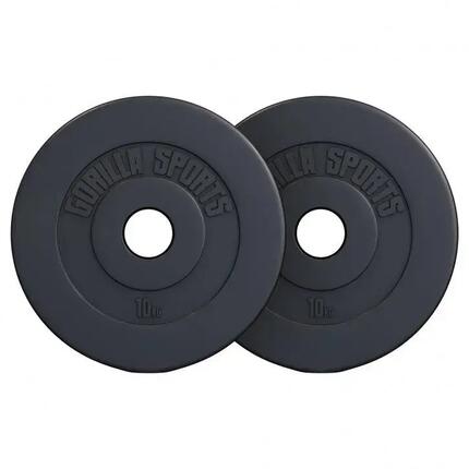 Disques Olympiques Gorilla Sports 30 kg noir plastique/ciment 51 mm