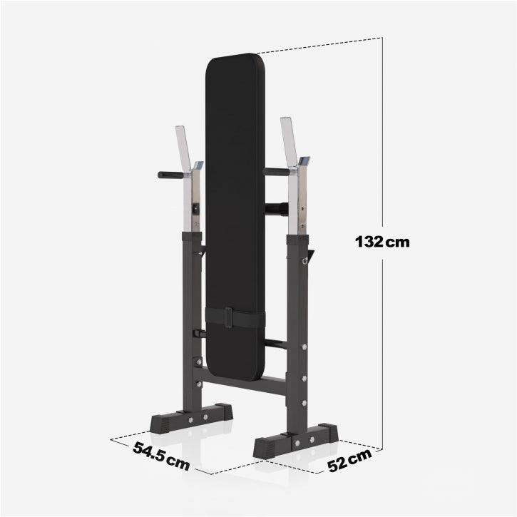 Banco Musculación y Pesas Gorilla Sports Negro Plegable con Rack para Barra 3/7