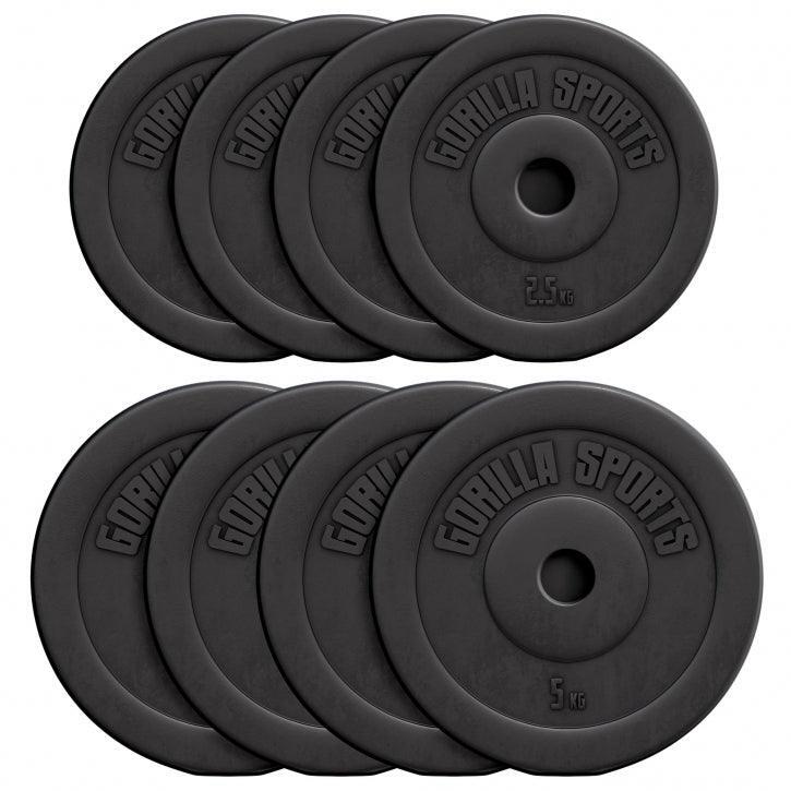 GORILLA SPORTS Silový - činkový - plastové kotouče 30 kg - sada