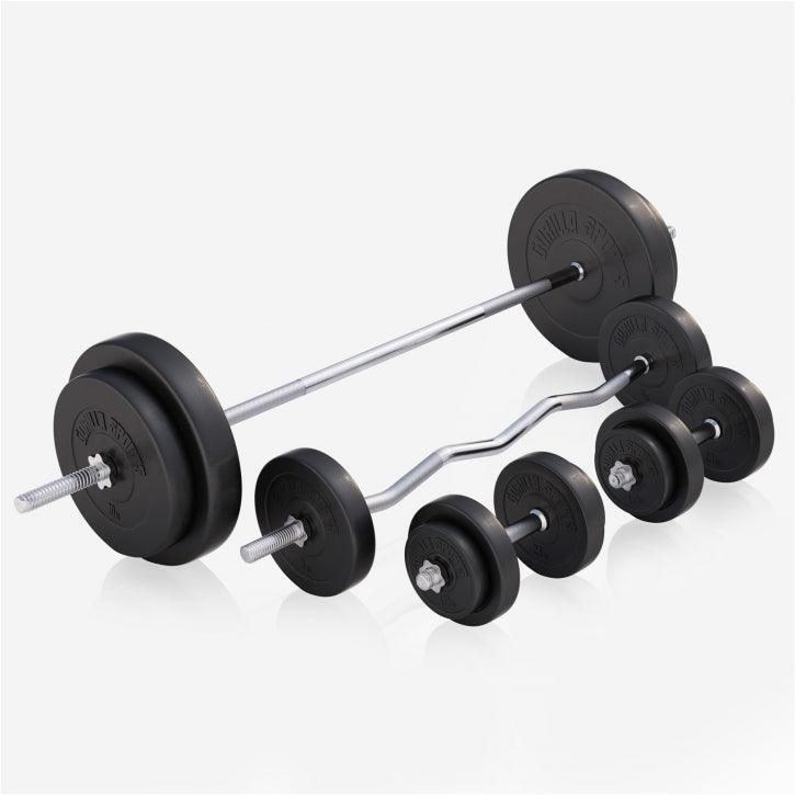 BANC DE MUSCULATION NOIR CLASSIQUE AVEC SET D'HALTERES COMPLET 97,5 KG | MUSCULA 3/7