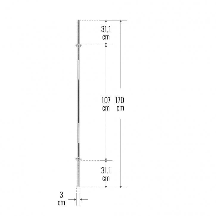 Barra de Pesas Gorilla Sports Cromada de 170cm Diámetro 30/31 cm 7/7