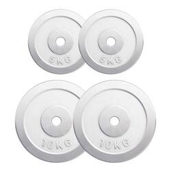 4 DISQUES DE POIDS CHROMÉS | DIAMETRE 31 MM | MUSCULATION | 2x5KG ET 2x10KG