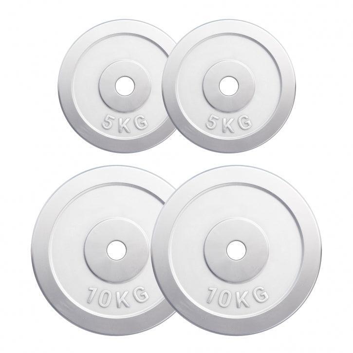 4 DISQUES DE POIDS CHROMÉS | DIAMETRE 31 MM | MUSCULATION | 2x5KG ET 2x10KG