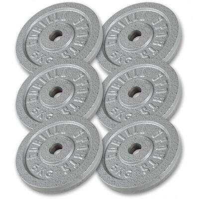 Halterschijven set - bundel - 30 kg (6 x 5 kg) - gietijzer - 30 mm