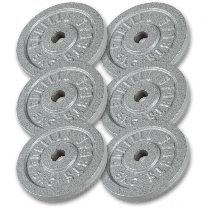 Gorilla Sports - 6 Poids En Fonte De 5 Kg| Diametre 31 Mm | Musculation - Poids De Musculation - Gris - 20-30 Kg - Decathlon