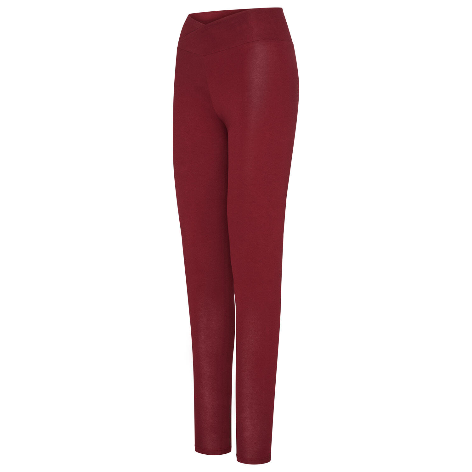 Basic Yoga Leggings Crossed Waist, Bio-Baumwolle, burgund (Cabernet) 3/6