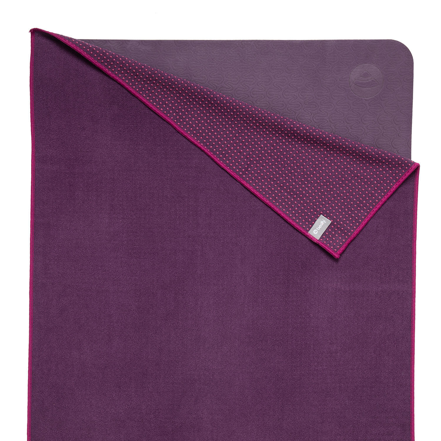 BODHI GRIP² Yoga Towel zweifarbig: aubergine mit Antirutschnoppen lila
