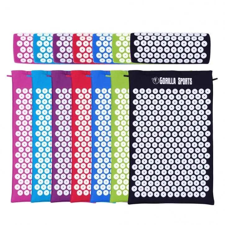Tapis d'acupression GORILLA SPORTS bleu 68x42x2,5 cm avec coussin 5/8