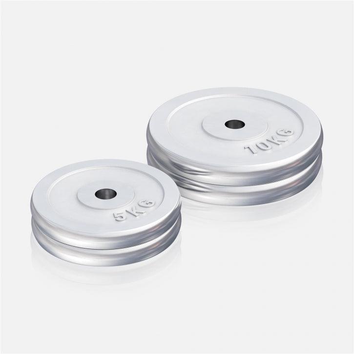 4 DISQUES DE POIDS CHROMÉS | DIAMETRE 31 MM | MUSCULATION | 2x5KG ET 2x10KG