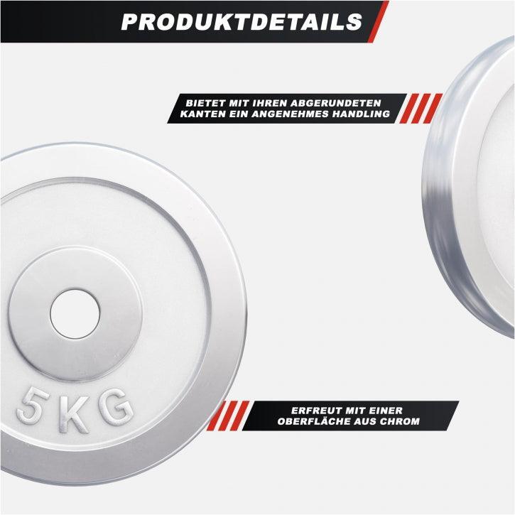 4 DISQUES DE POIDS CHROMÉS | DIAMETRE 31 MM | MUSCULATION | 2x5KG ET 2x10KG