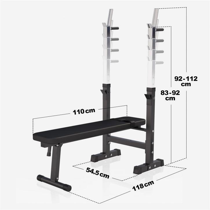 BANC DE MUSCULATION NOIR CLASSIQUE AVEC SET D'HALTERES COMPLET 97,5 KG | MUSCULA 5/7