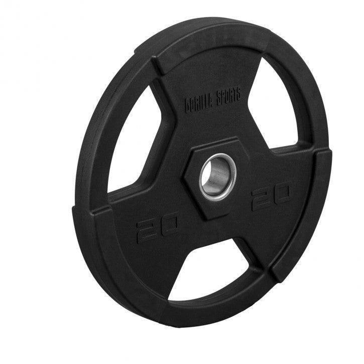 Gorilla Sports - Poids Disques Olympiques En Fonte Avec Revetement Caoutchouc | Diametre 51 Mm | - Disque Bumper Haltérophilie - Noir - 20 Kg - Decathlon