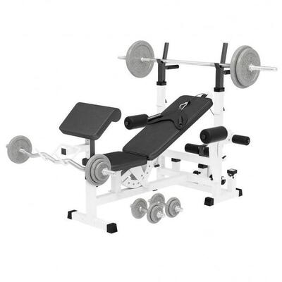Universele halterbank + 108 kg halterset - gietijzer