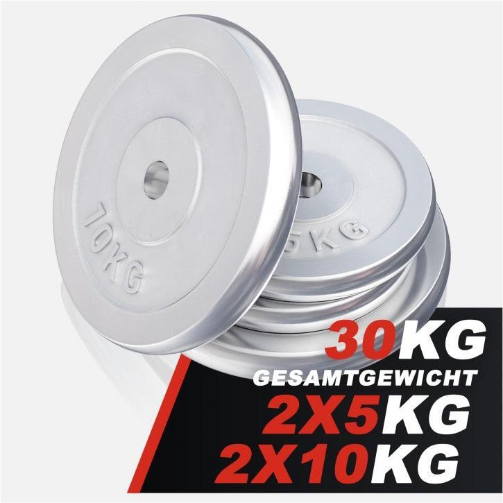 4 DISQUES DE POIDS CHROMÉS | DIAMETRE 31 MM | MUSCULATION | 2x5KG ET 2x10KG