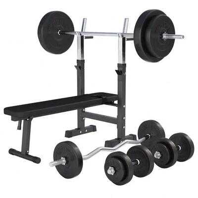 Gorilla sports halterbank + 100 kg halterset - kunststof