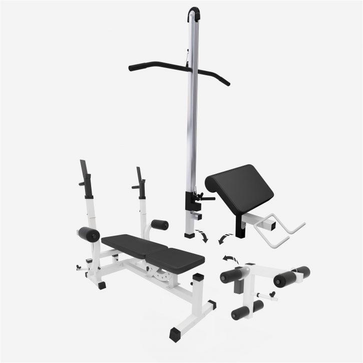 BANC MUSCULATION UNIVERSEL (BANC + OPTION POULIE) | MUSCULATION | NOIR OU BLANC 6/7