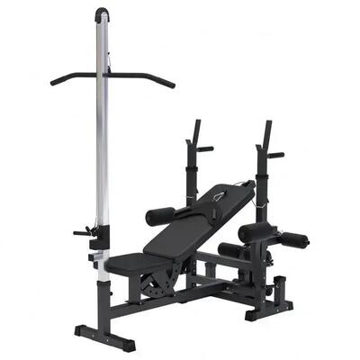 Gorilla sports universele halterbank + lat pulley - belastbaar tot 280 kg - wit