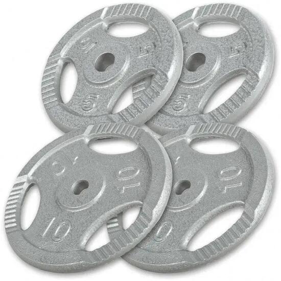 4 POIDS EN FONTE GRIP | DIAMETRE 31 MM | MUSCULATION | LOT DE 2x5 KG et 2x10 KG