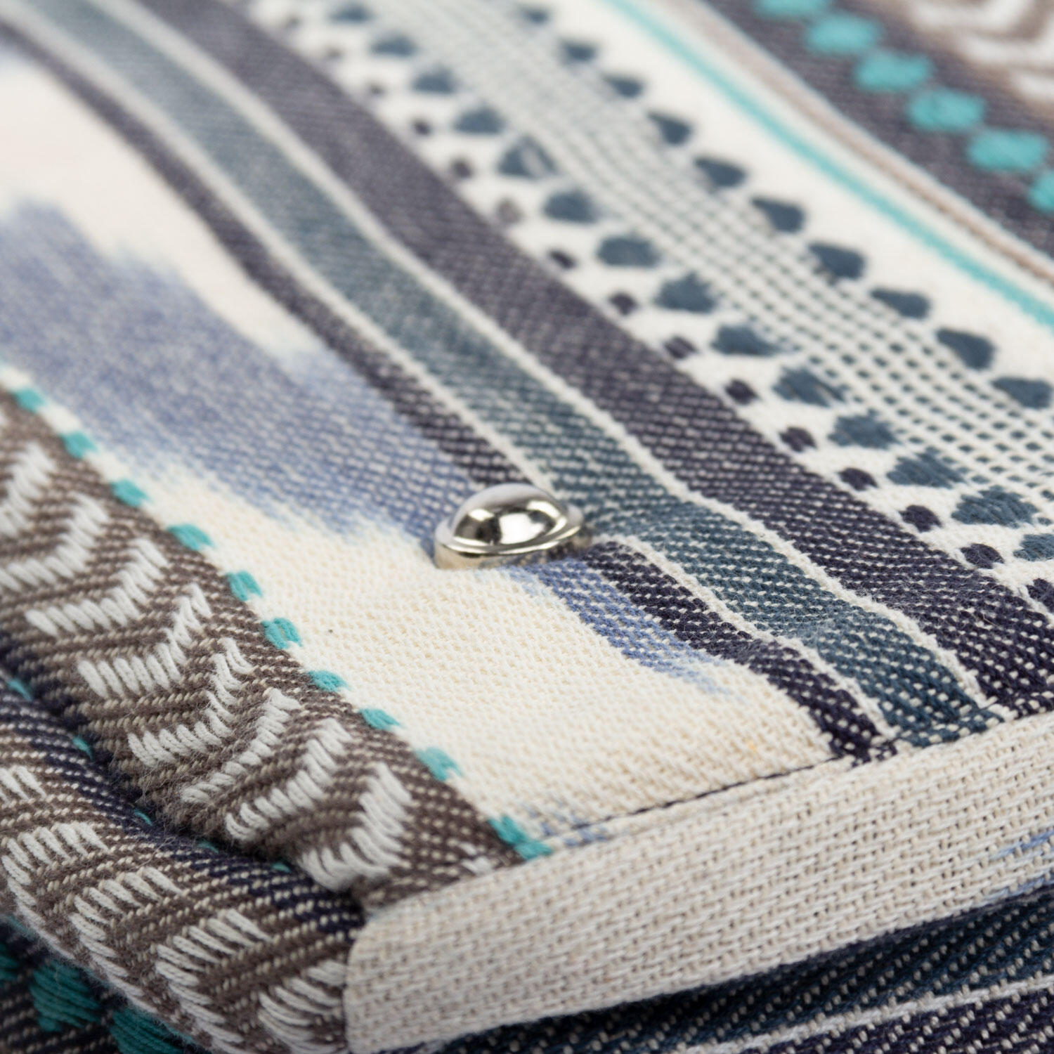 ETHNO Collection: Yoga Kit Bag Ikat-Webstoff, schwarz-weiß-blau gemustert 5/6
