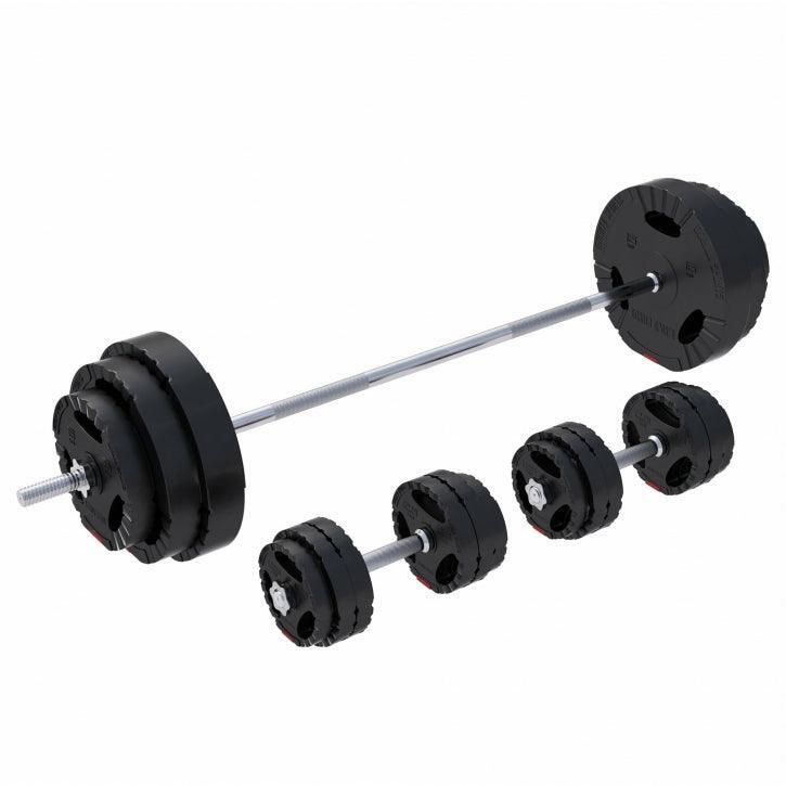 GORILLA SPORTS Langhantelset, Hantelset 100kg, 30mm Kunststoff Gripper Set, Gewichte, Fitness