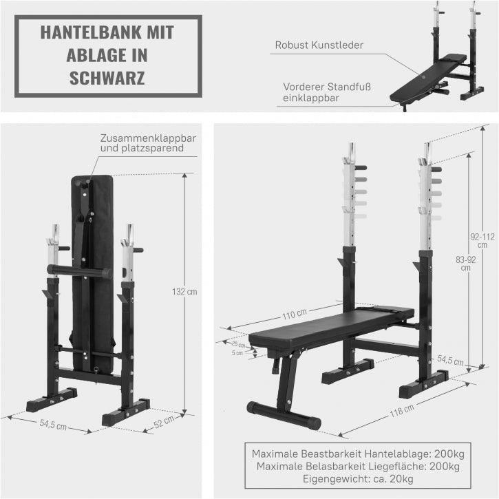 Halterbank Wit met 100 kg halterset - Fitnessbank - Verstelbaar - Halterstang 5/7