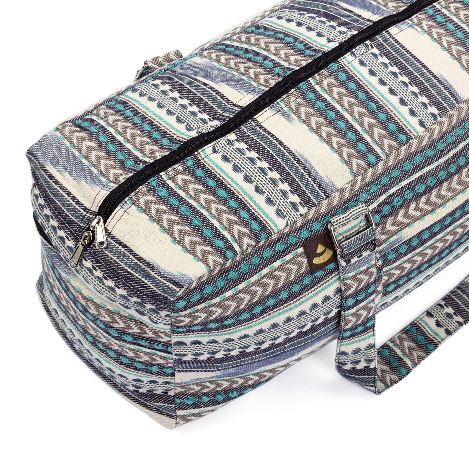 ETHNO Collection: Yoga Kit Bag Ikat-Webstoff, schwarz-weiß-blau gemustert 2/6
