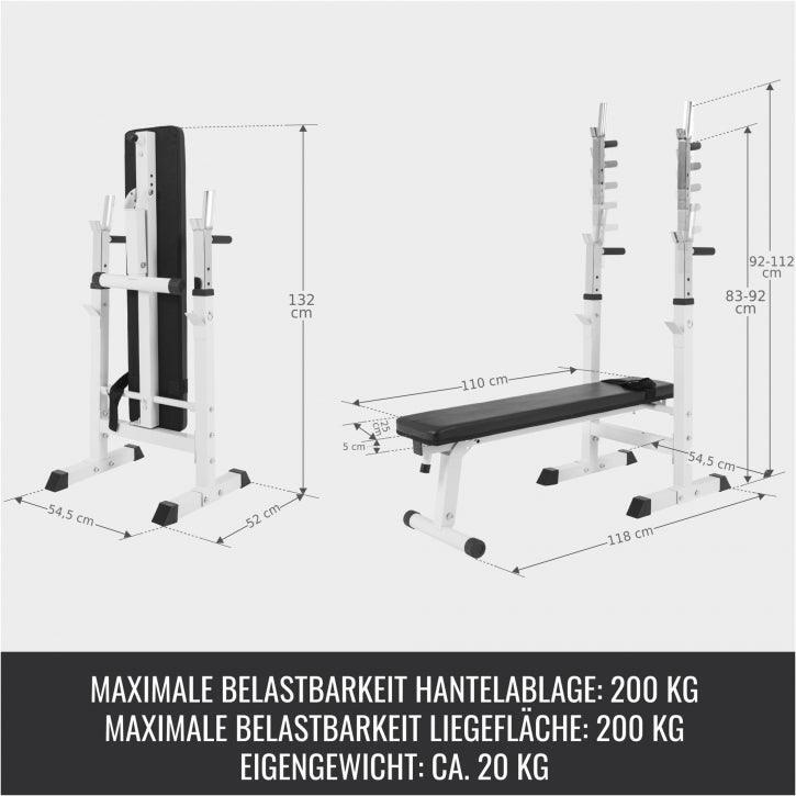 Halterbank Wit met 100 kg halterset - Fitnessbank - Verstelbaar - Halterstang 4/7