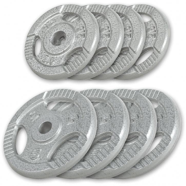 Gorilla Sports - 8 Poids En Fonte Grip | Diametre 31 Mm | Musculation | Lot De 4x5 Kg Et 4x2,5 Kg - Poids De Musculation - 20-30 Kg - Decathlon