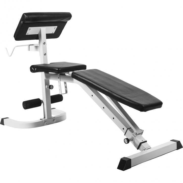 Gorilla Sports Fitnessbank - Wit - Curlrack - Verstelbaar - Belastbaar tot 250 4/7