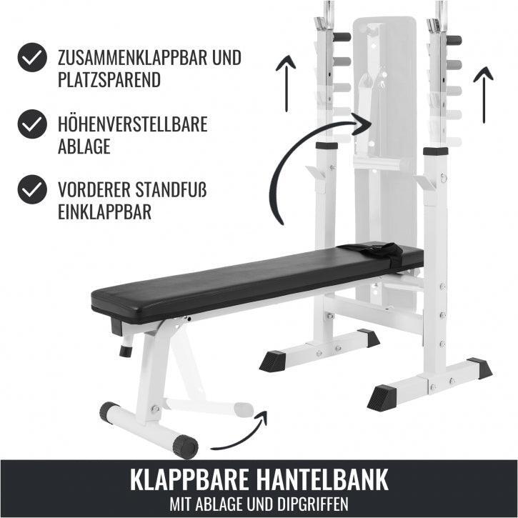 Halterbank Wit met 100 kg halterset - Fitnessbank - Verstelbaar - Halterstang 2/7