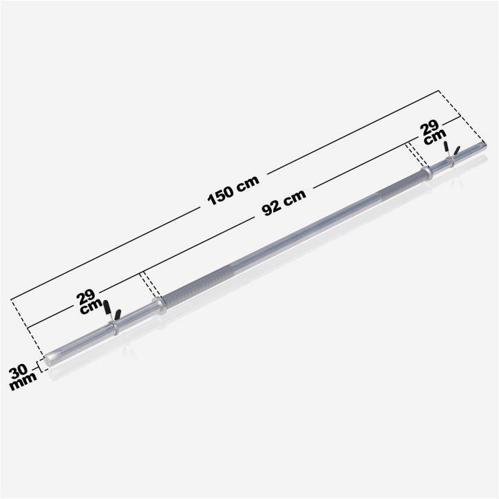 Halterstang - barbell - 150 cm - 30/31 mm - Incl. Veersluiting 3/15