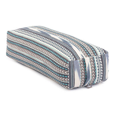 Salamba (rechteckig) Yoga-Bolster Ikat-Stoff. schwarz-weiß-blau. Dinkelhülsen