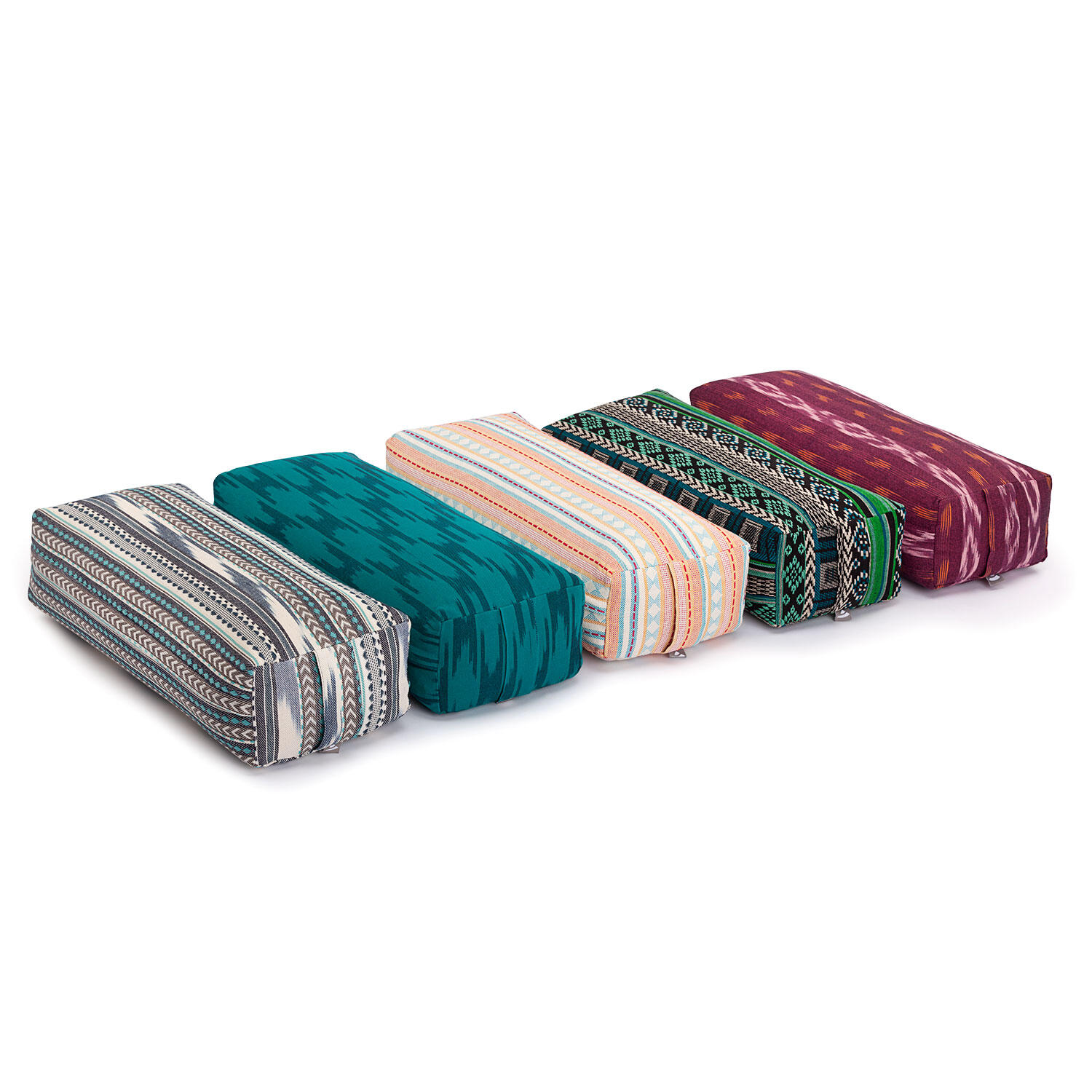 Salamba (rechteckig) Yoga-Bolster Ikat-Stoff, schwarz-weiß-blau, Dinkelhülsen 4/5