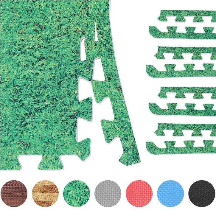 Gorilla Sports - Set De 8 Bordures Pour Dalles | Musculation Et Fitness | Coloris Au Choix - Tapis De Fitness - Gris|vert - Taille Unique - Decathlon