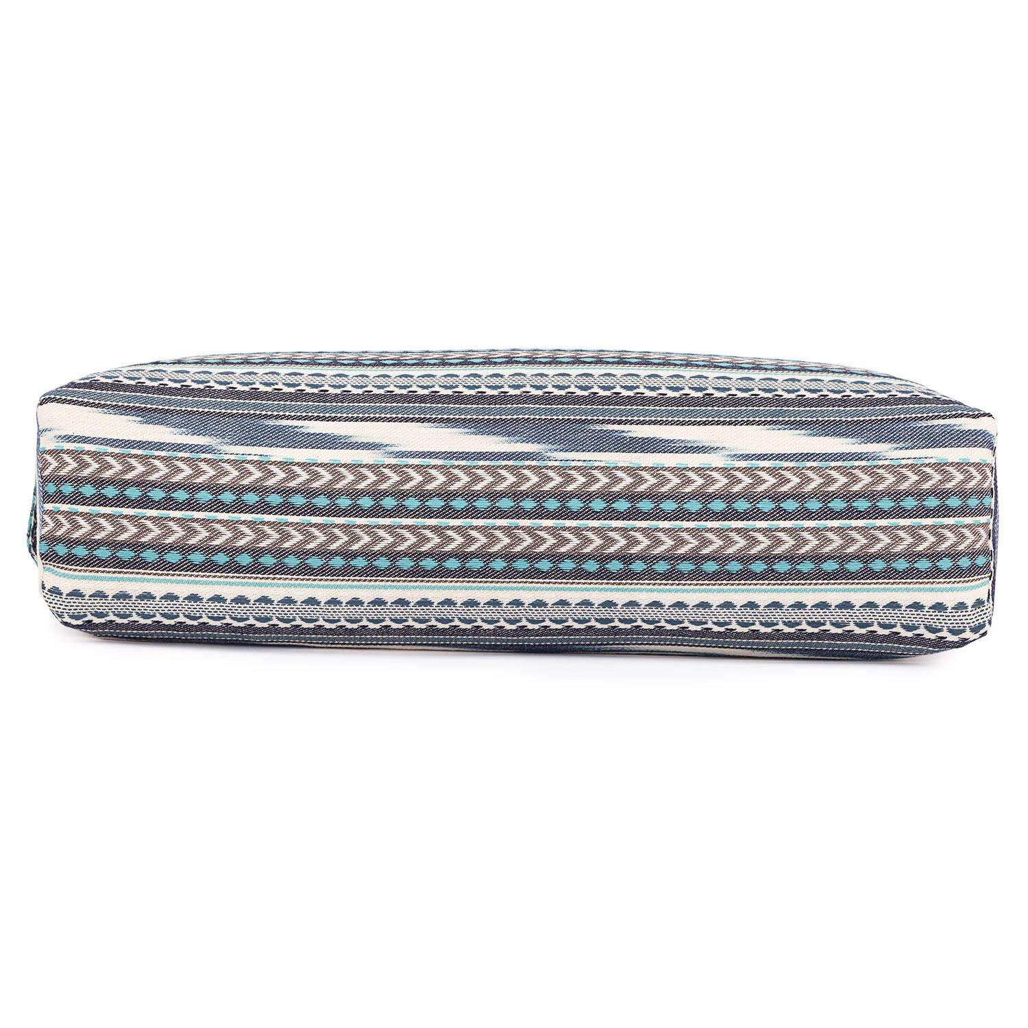Salamba (rechteckig) Yoga-Bolster Ikat-Stoff, schwarz-weiß-blau, Dinkelhülsen 2/5